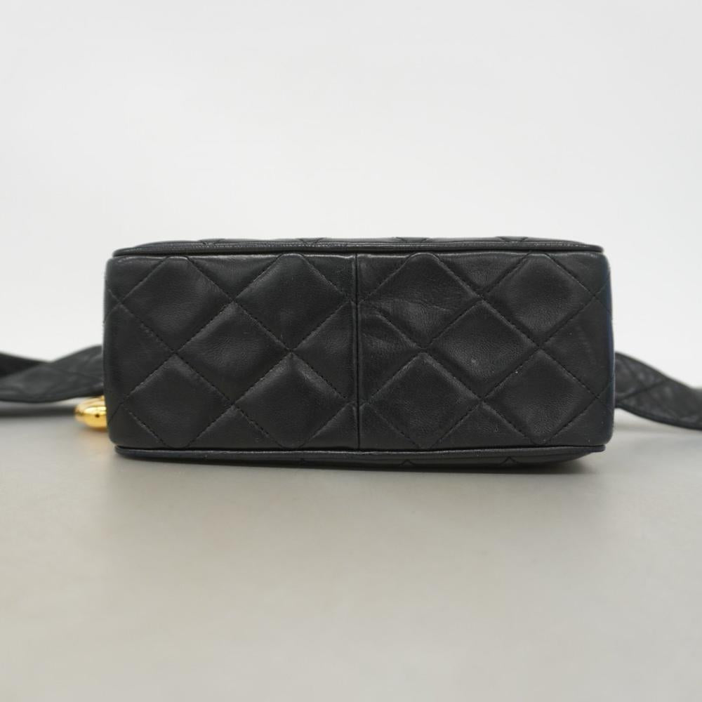 Black Leather Chanel Shoulder Bag