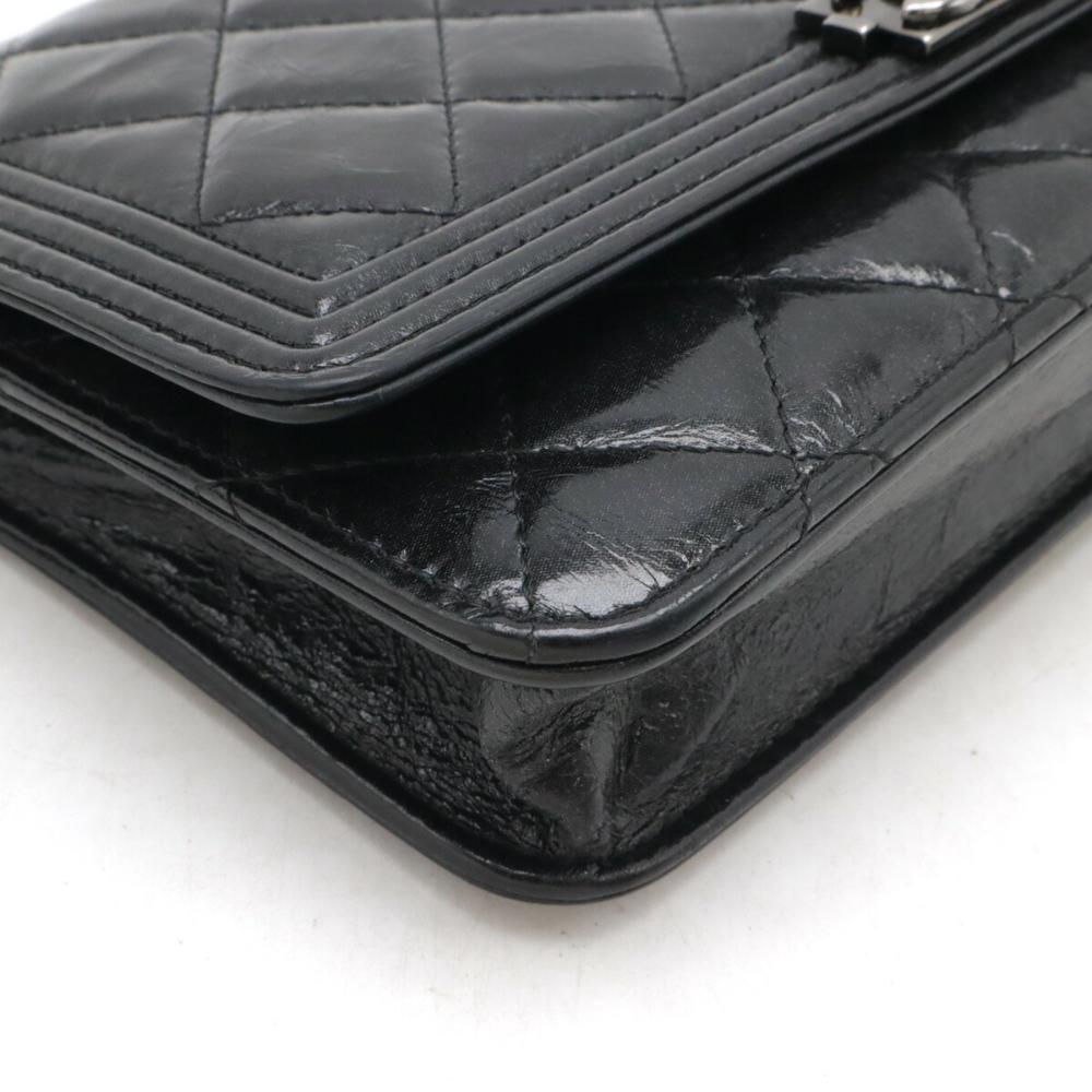Black Leather Chanel Shoulder Bag