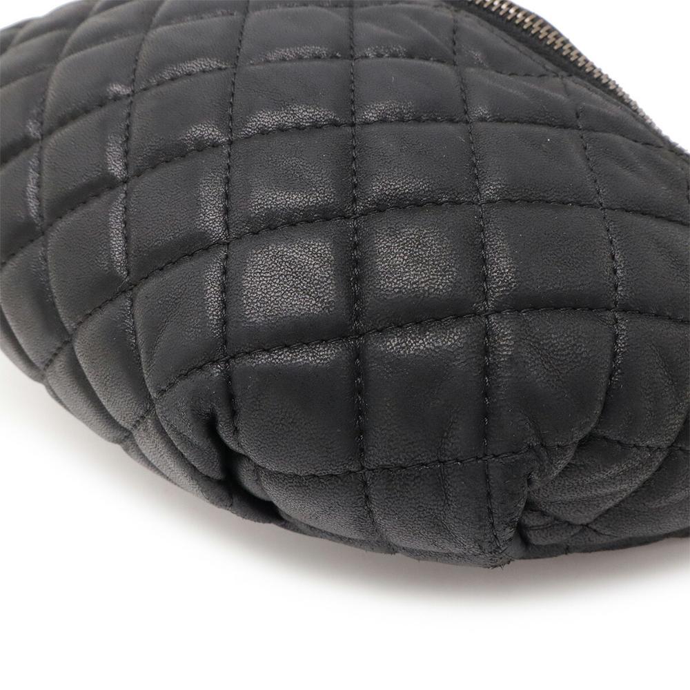 Black Leather Chanel Belt Bag