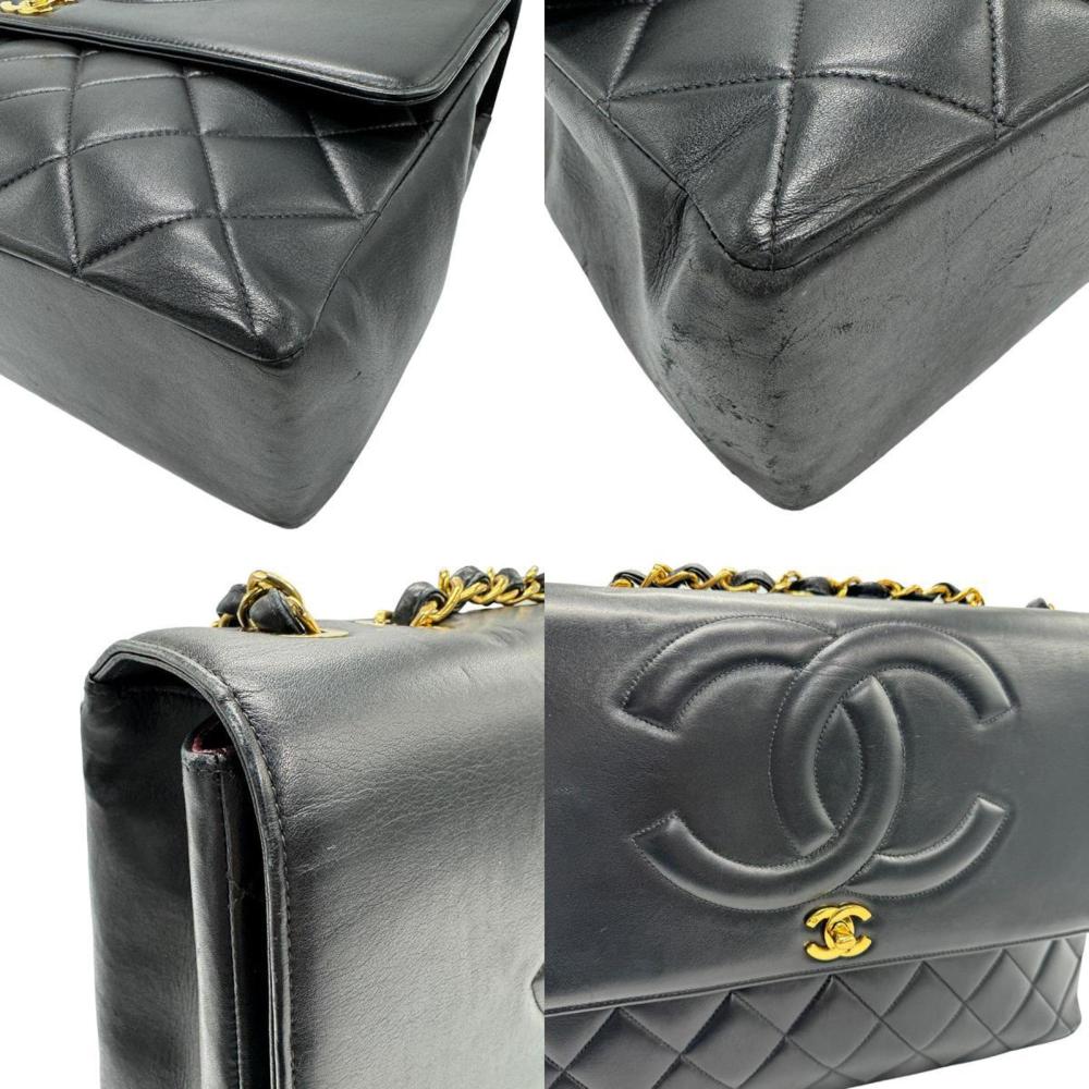 Black Leather Chanel Shoulder Bag