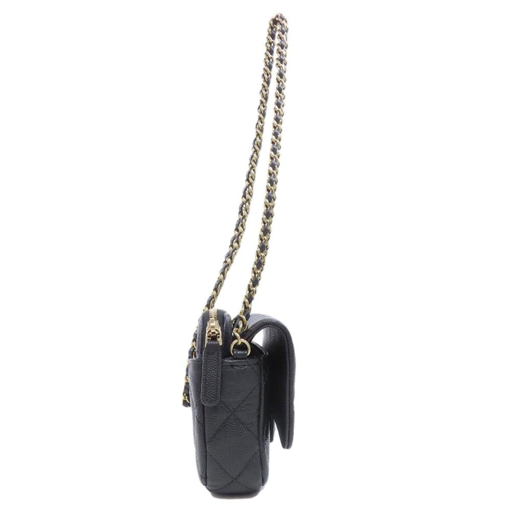 Black Leather Chanel Flap Bag