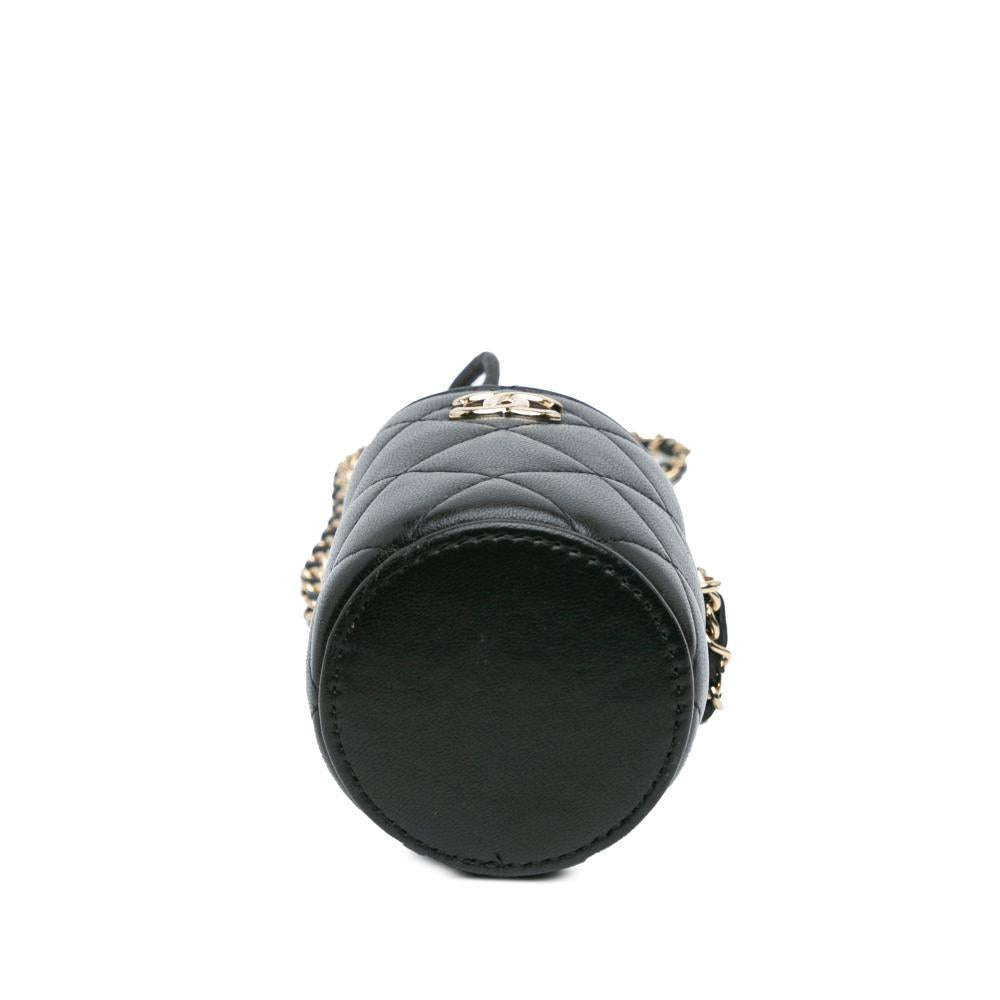 Black Leather Chanel Bucket Bag