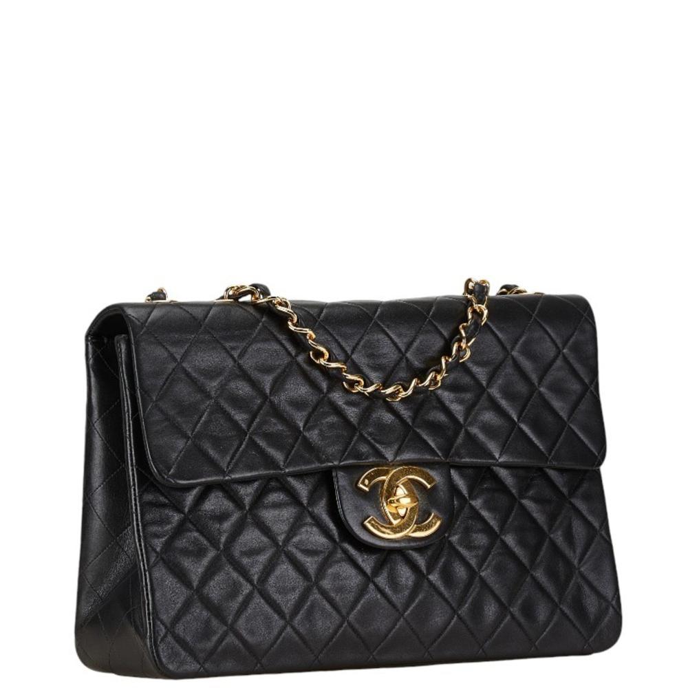 Black Leather Chanel Shoulder Bag