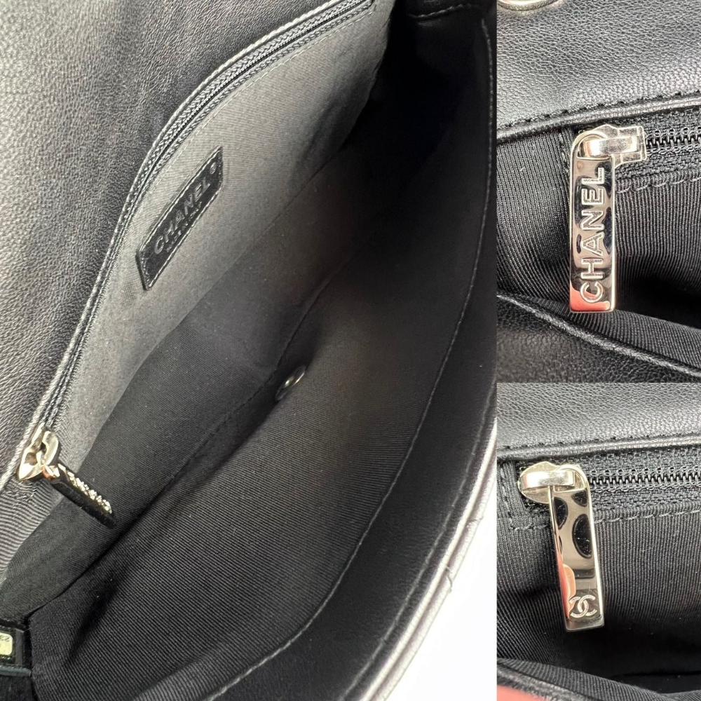 Black Leather Chanel Flap Bag