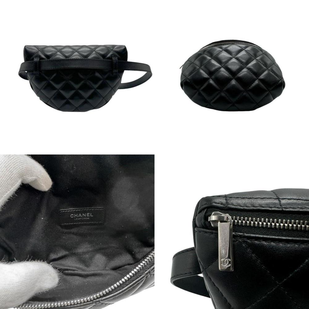 Black Leather Chanel Belt Bag