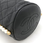 Black Leather Chanel Shoulder Bag