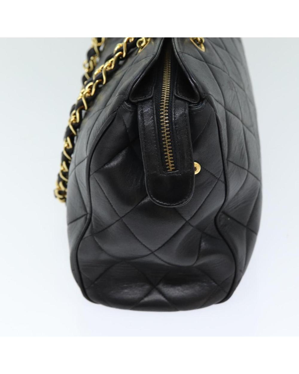 Black Leather Chanel Shoulder Bag