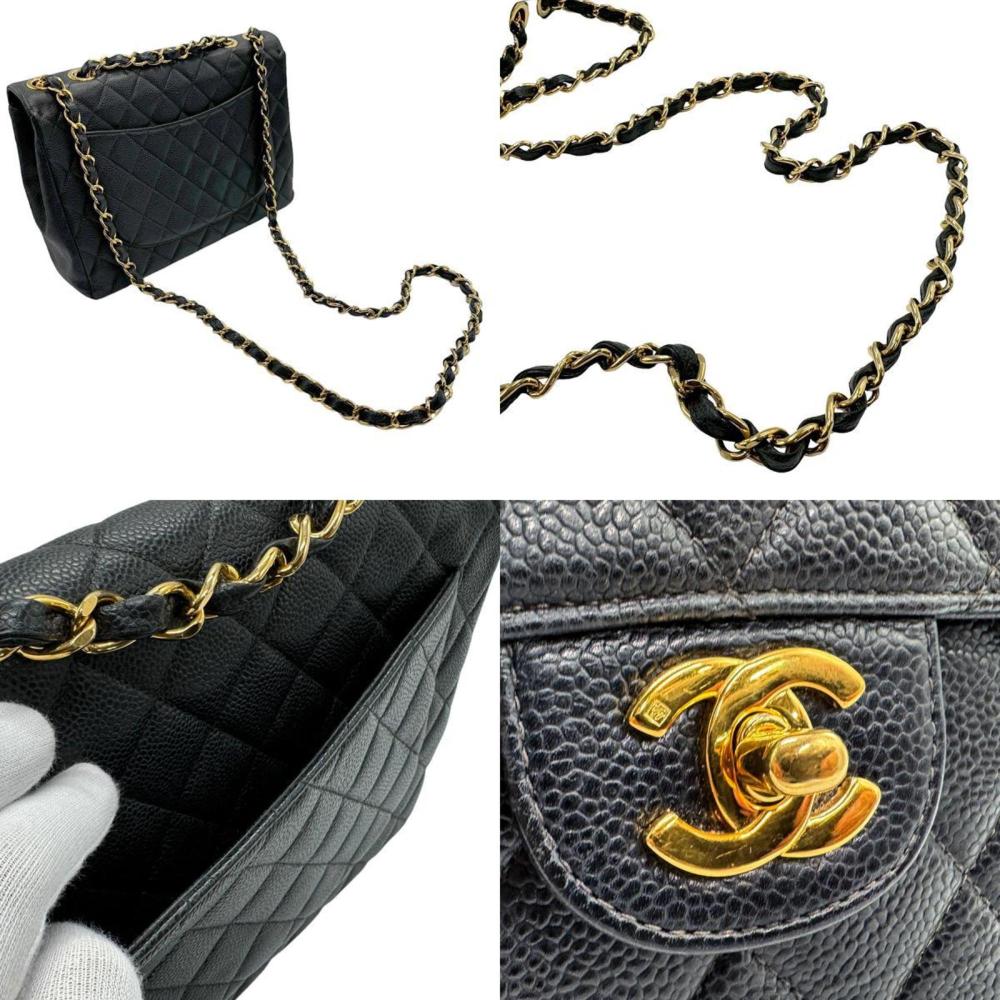 Black Leather Chanel Shoulder Bag