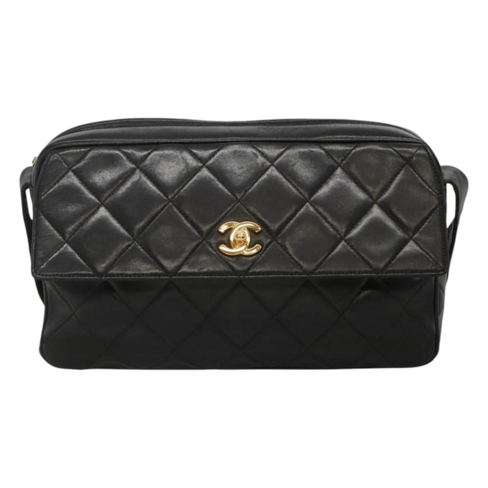 Black Leather Chanel Shoulder Bag