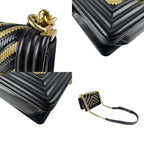 Black Leather Chanel Shoulder Bag