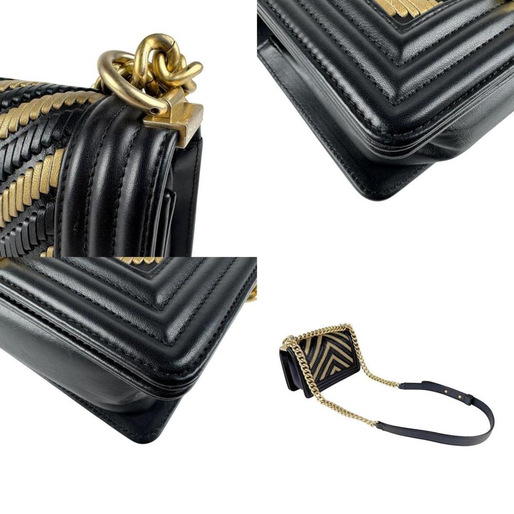 Black Leather Chanel Shoulder Bag