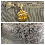 Black Leather Chanel Shoulder Bag