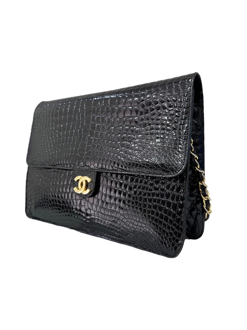 Black Leather Chanel Shoulder Bag