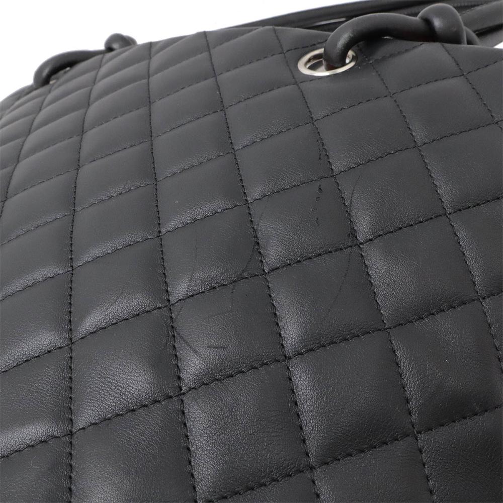 Black Leather Chanel Shoulder Bag