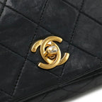 Black Leather Chanel Shoulder Bag