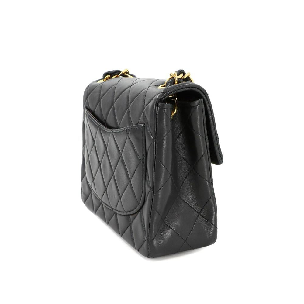 Black Leather Chanel Shoulder Bag