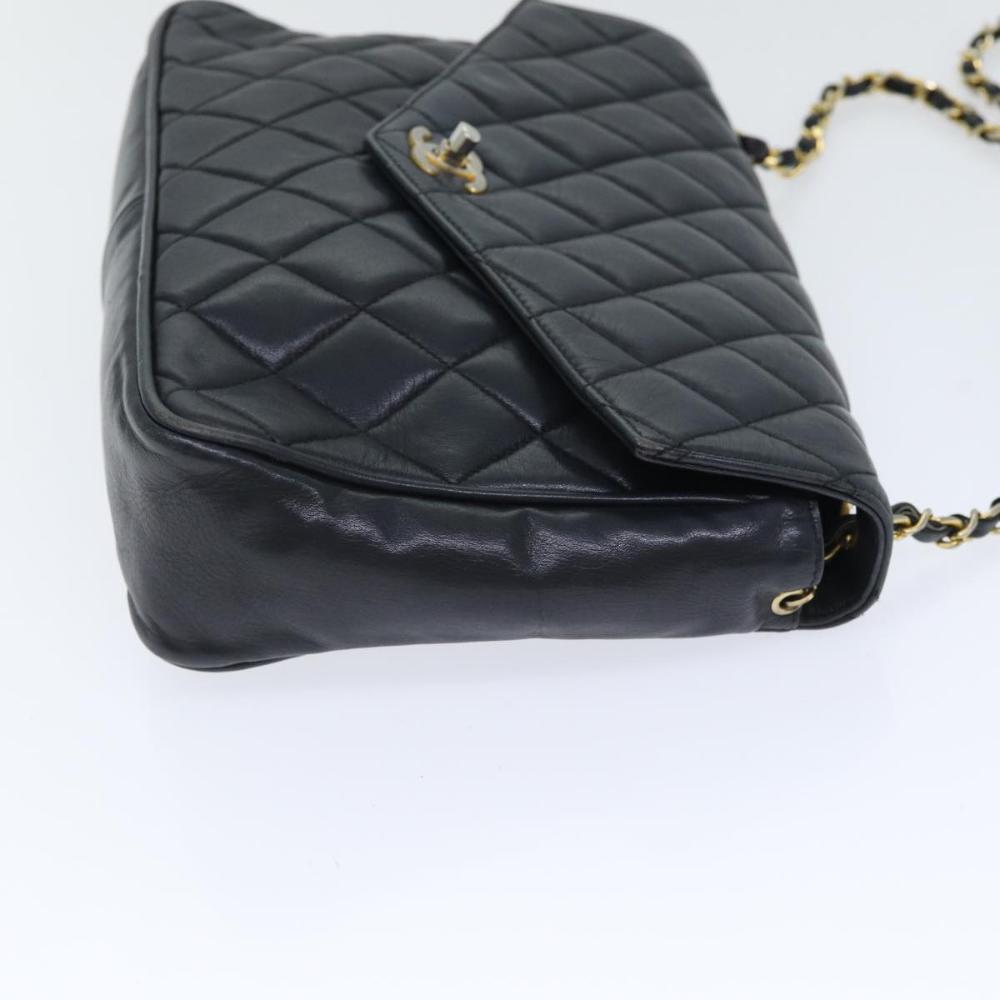 Black Leather Chanel Shoulder Bag