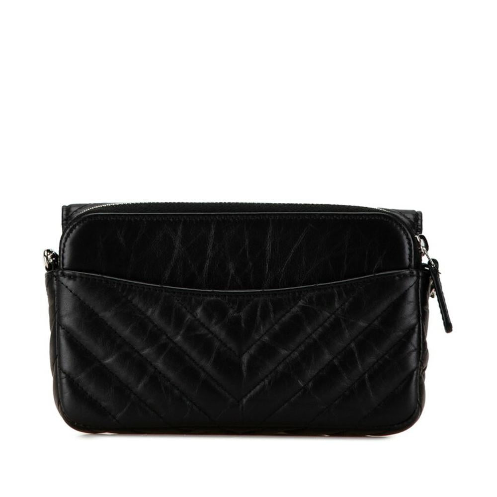 Black Leather Chanel Shoulder Bag