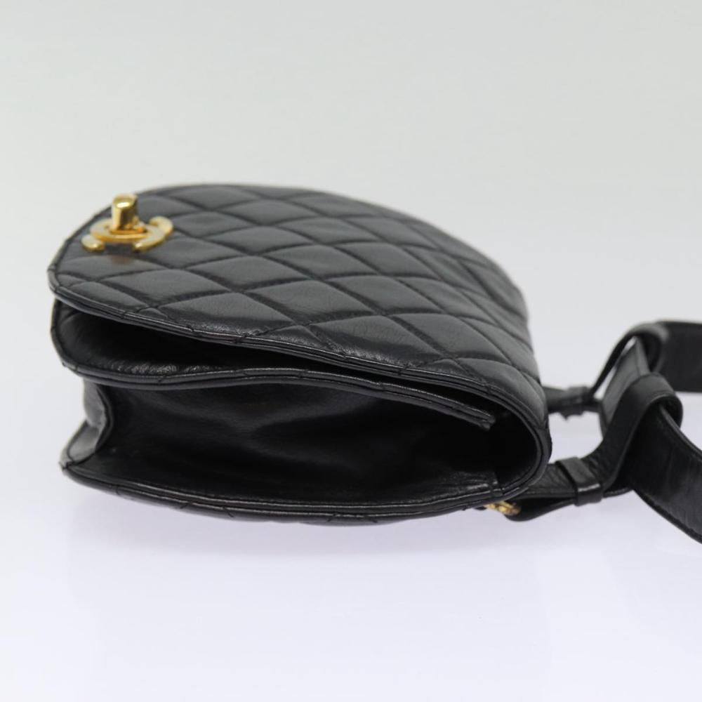 Black Leather Chanel Belt Bag
