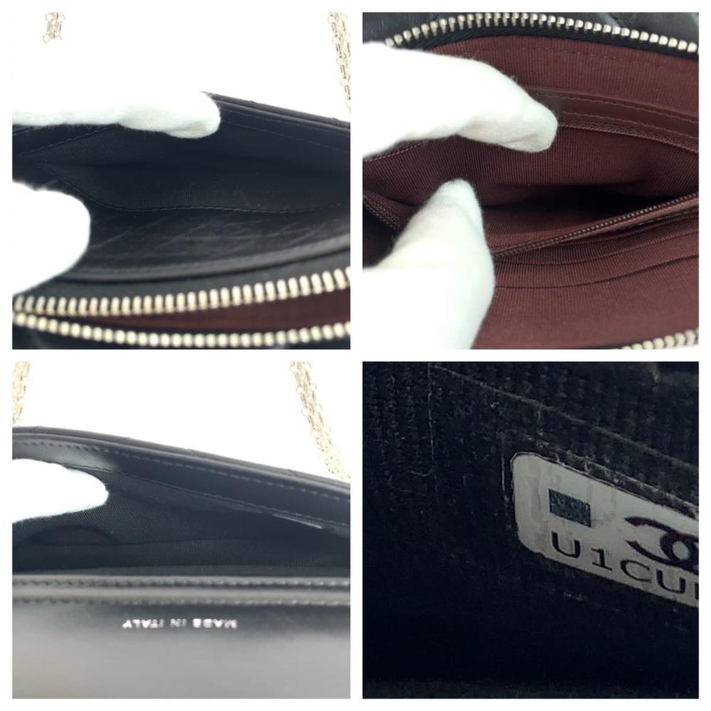Black Leather Chanel Wallet On Chain