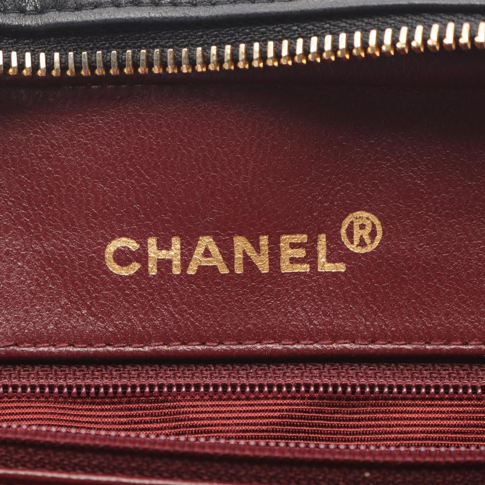 Black Leather Chanel Travel Bag