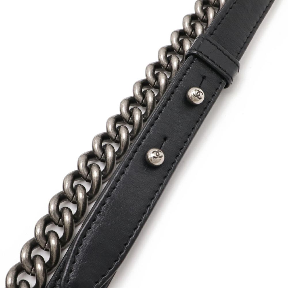 Black Leather Chanel Shoulder Bag