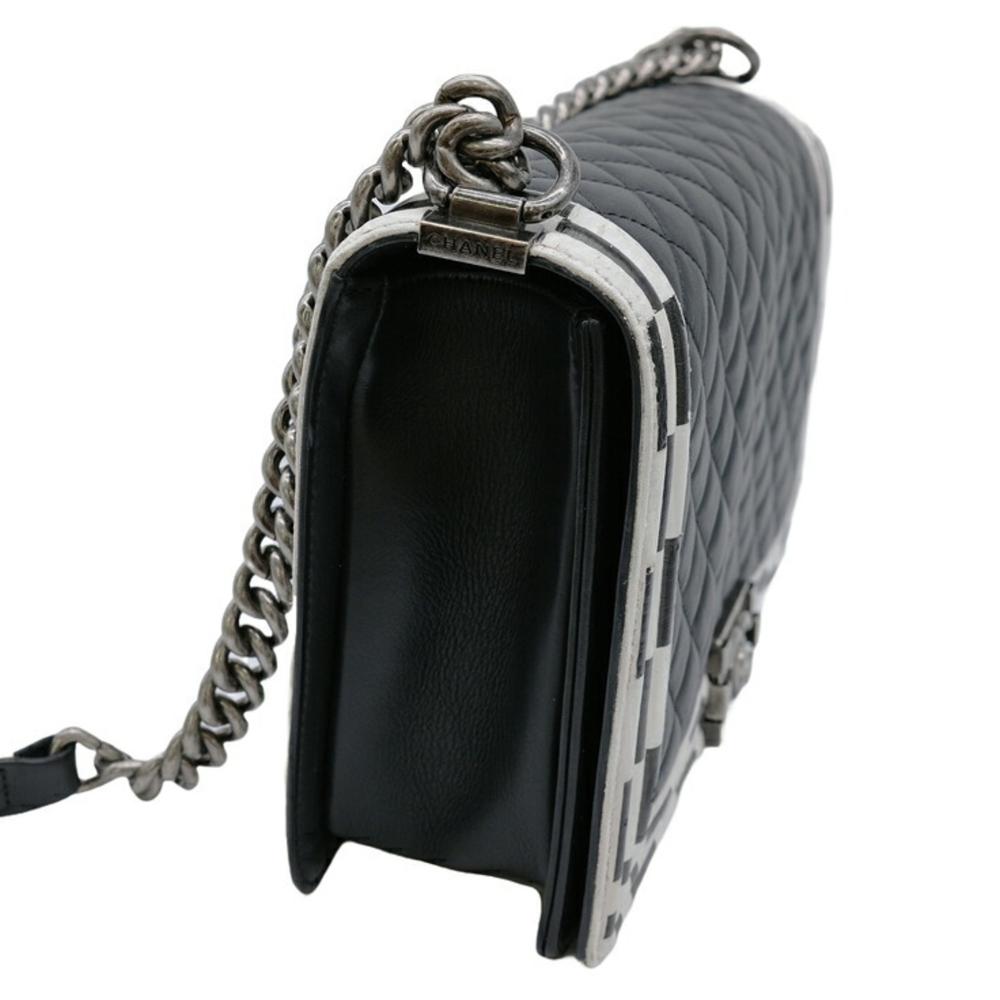 Black Leather Chanel Shoulder Bag