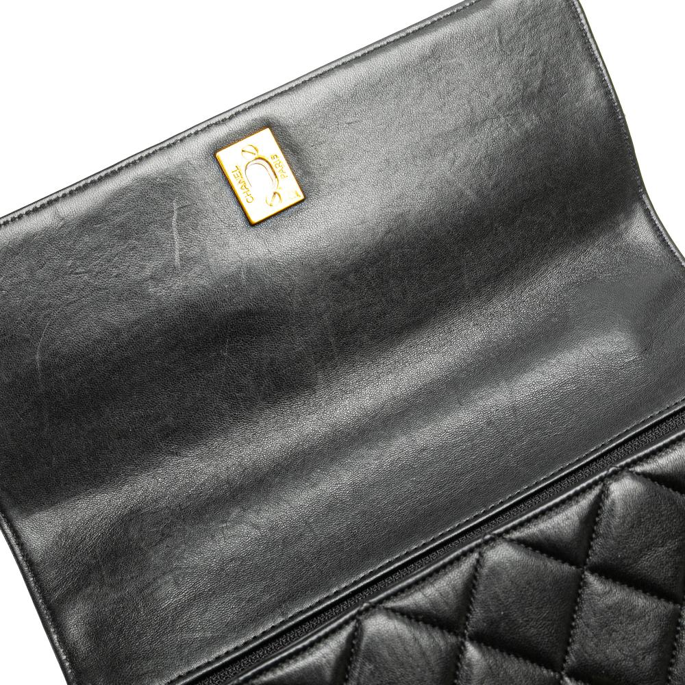 Black Leather Chanel Flap Bag