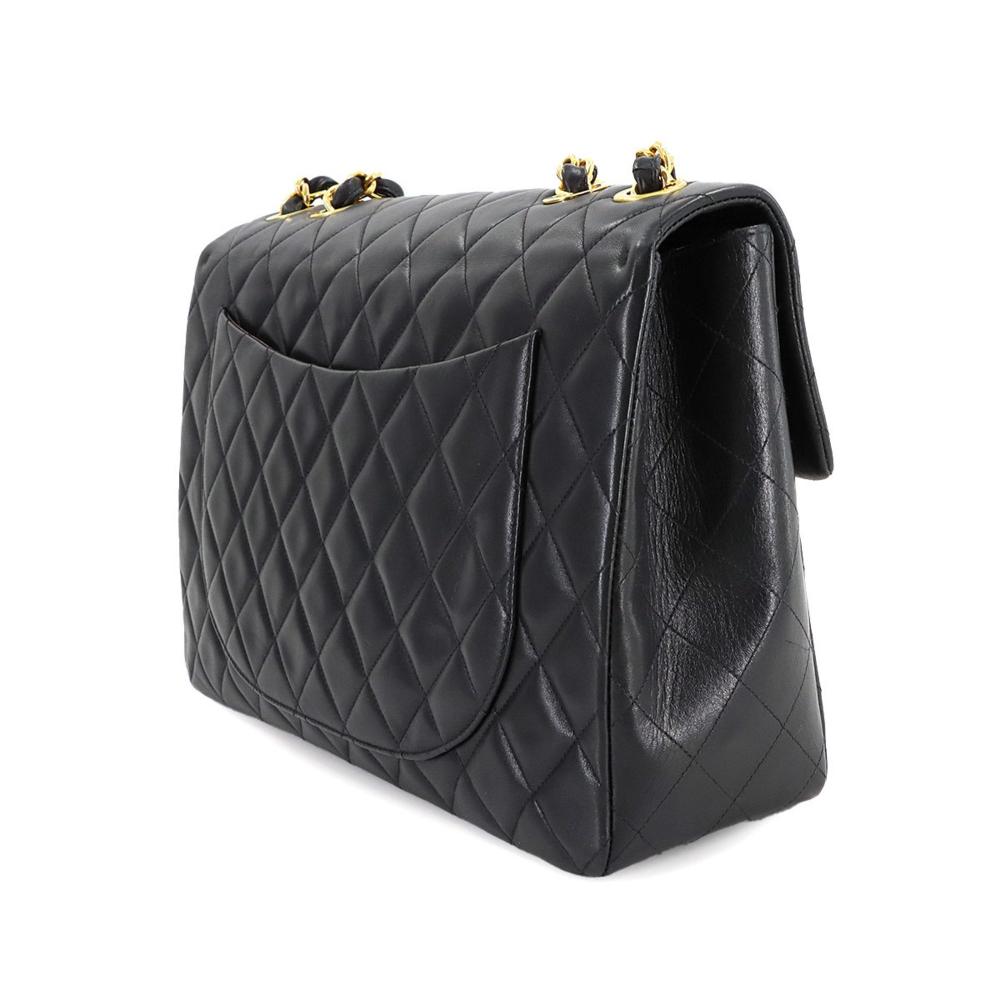 Black Leather Chanel Shoulder Bag