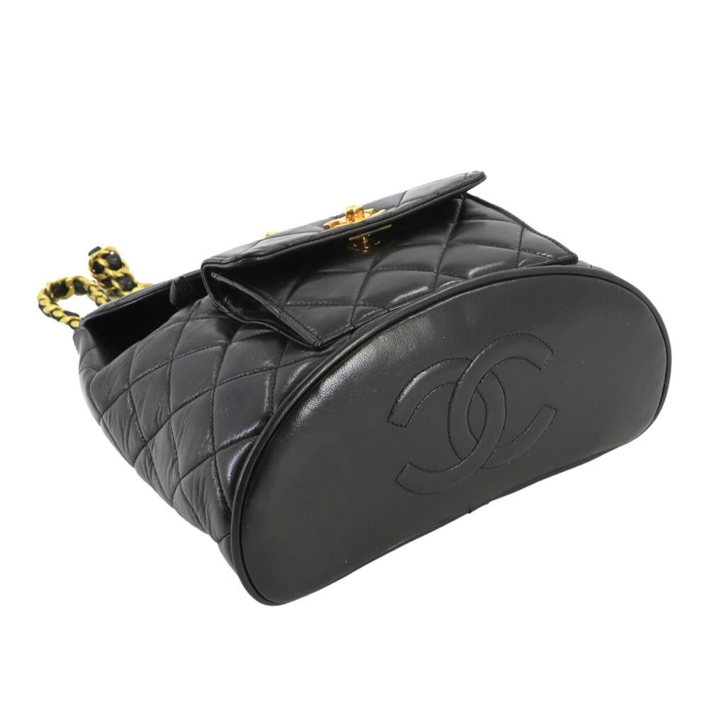 Black Leather Chanel Backpack