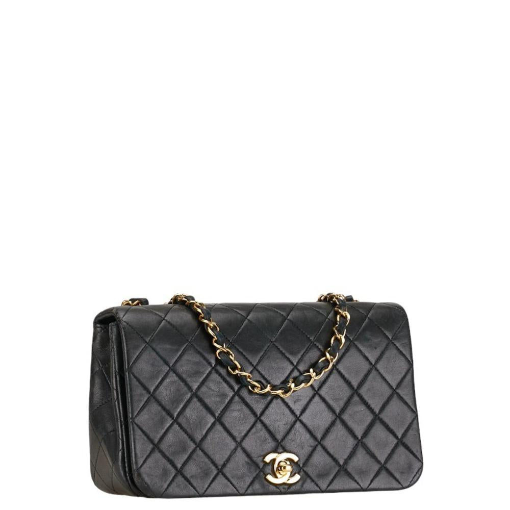 Black Leather Chanel Shoulder Bag