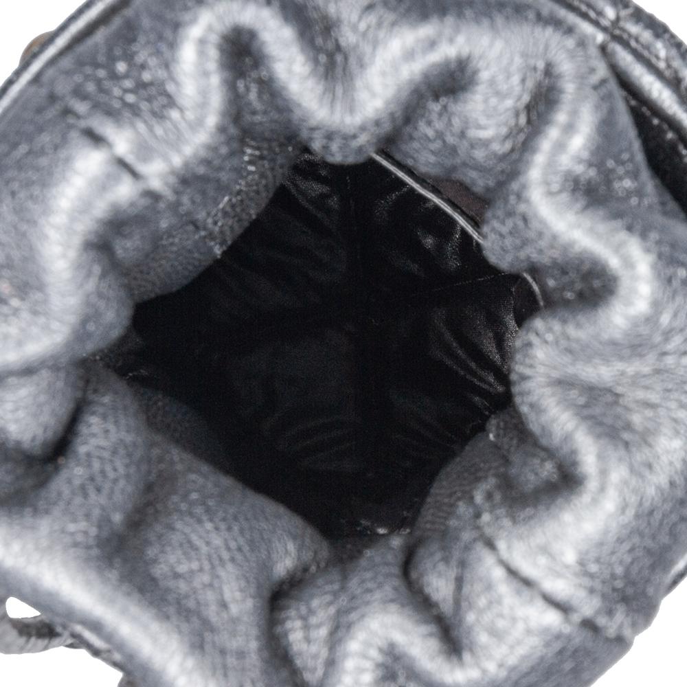 Black Leather Chanel Bucket Bag