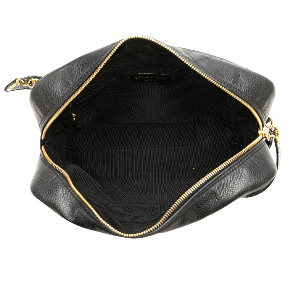 Black Leather Chanel Shoulder Bag