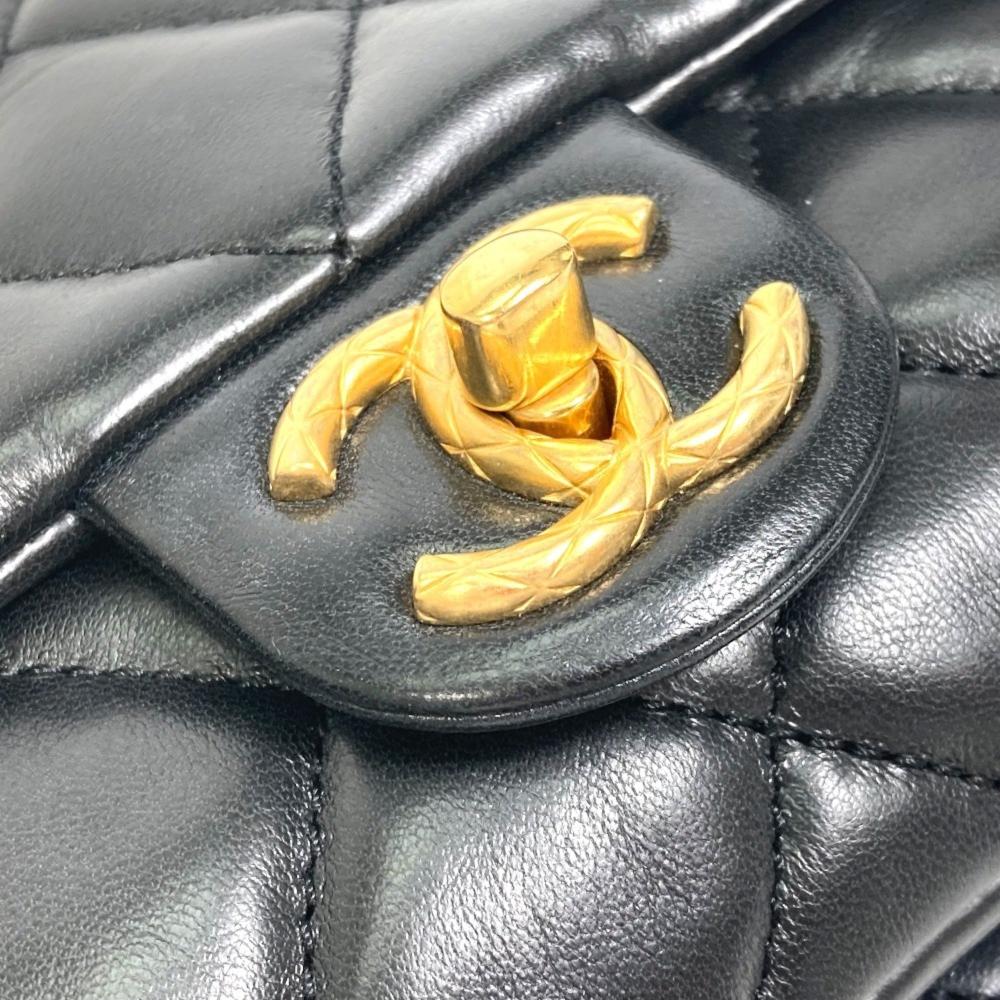 Black Leather Chanel Shoulder Bag