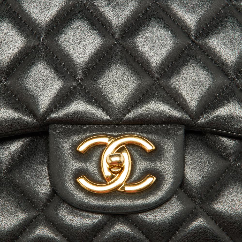 Black Leather Chanel Flap Bag