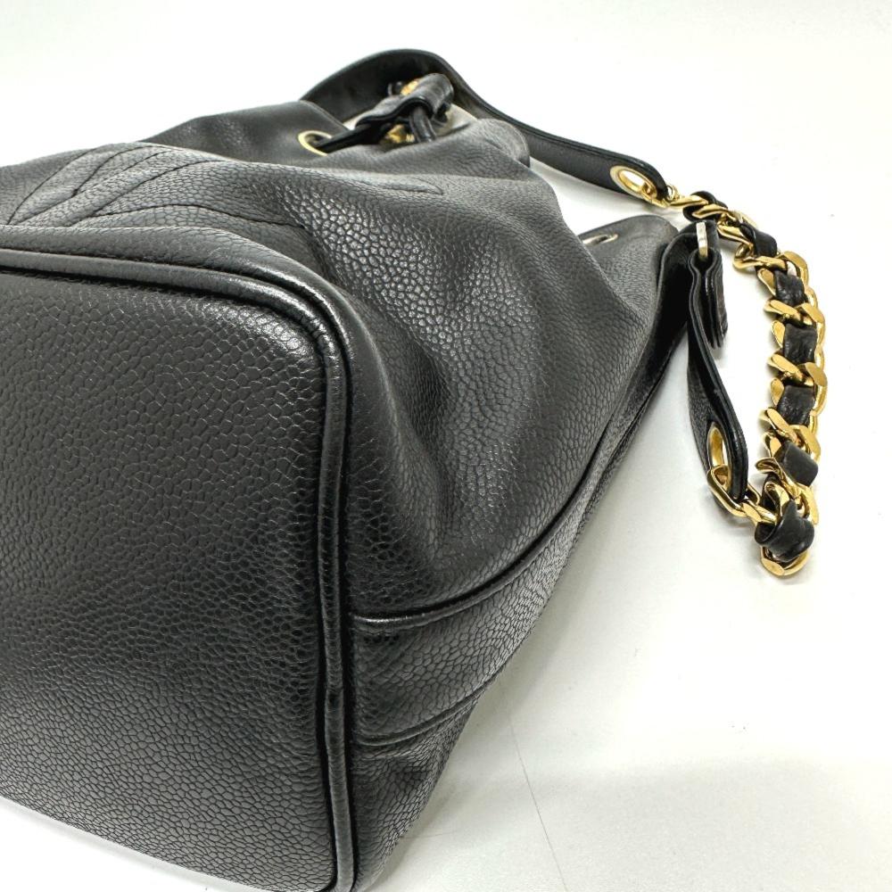 Black Leather Chanel Shoulder Bag