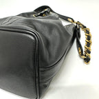 Black Leather Chanel Shoulder Bag