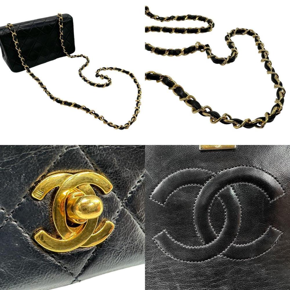 Black Leather Chanel Shoulder Bag
