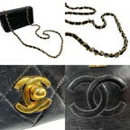 Black Leather Chanel Shoulder Bag