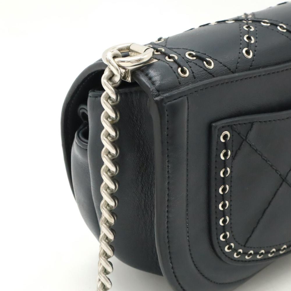 Black Leather Chanel Shoulder Bag