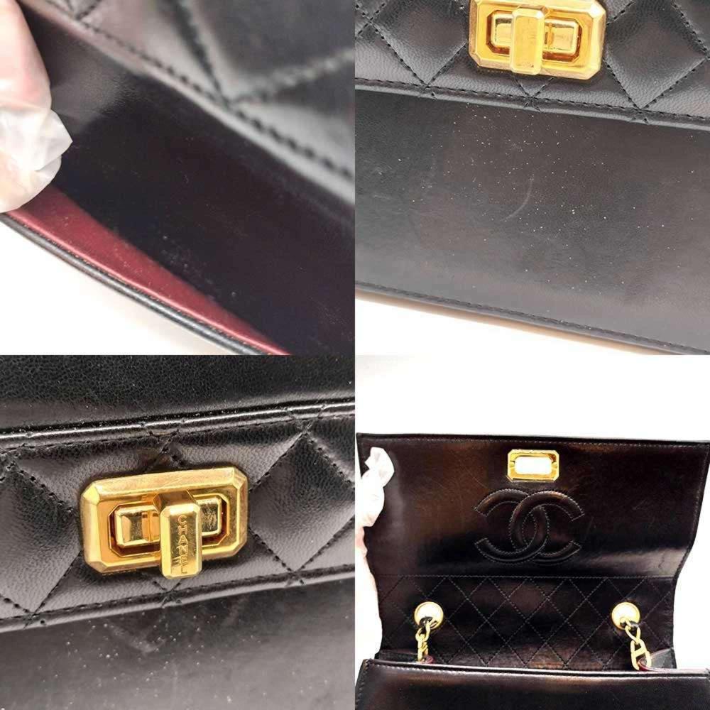 Black Leather Chanel Shoulder Bag