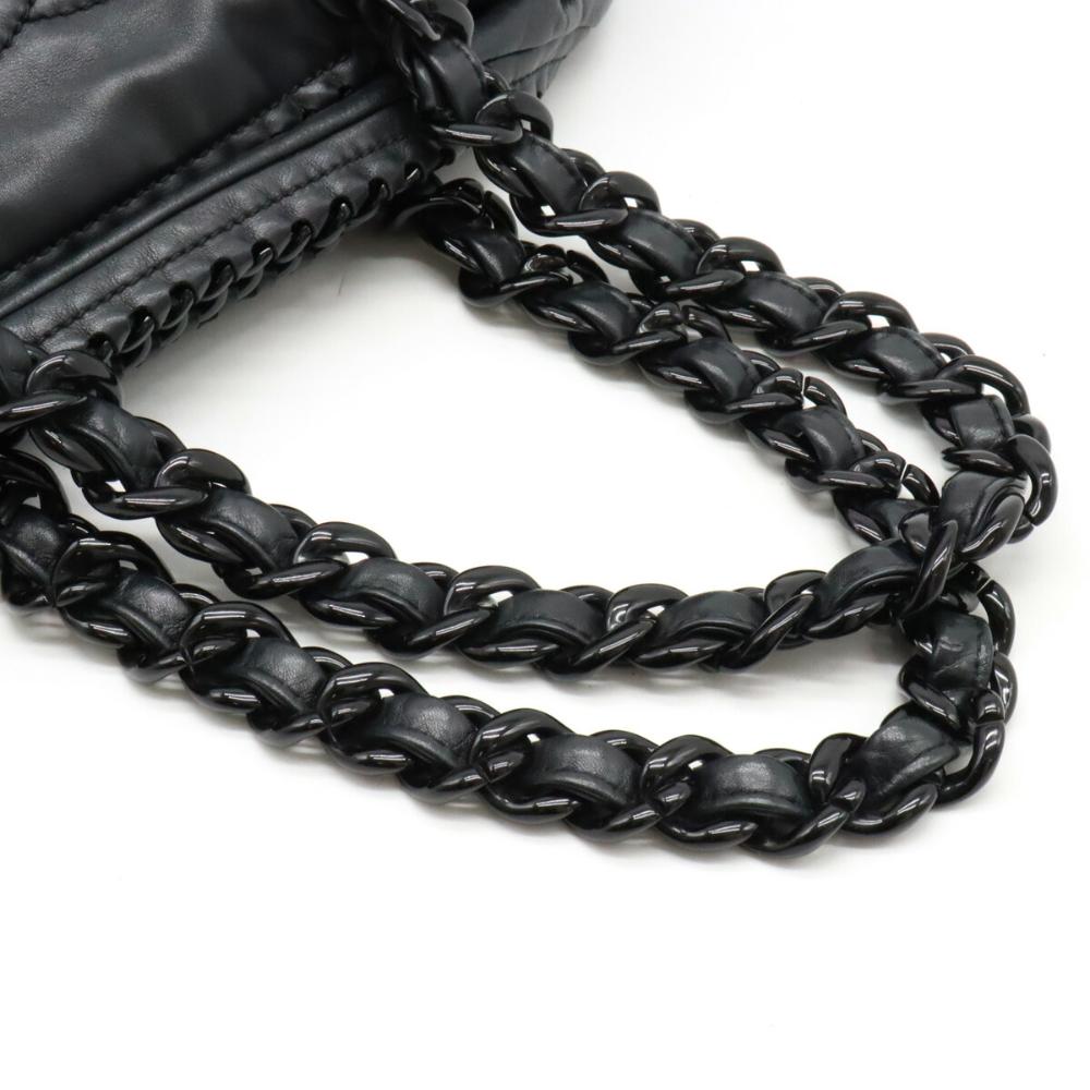 Black Leather Chanel Shoulder Bag