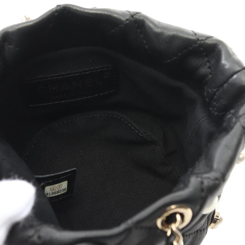 Black Leather Chanel Bucket Bag