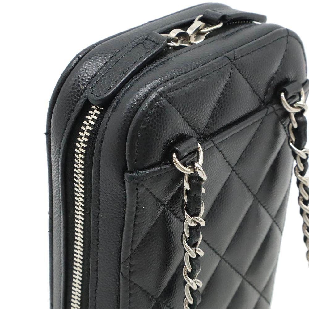 Black Leather Chanel Shoulder Bag
