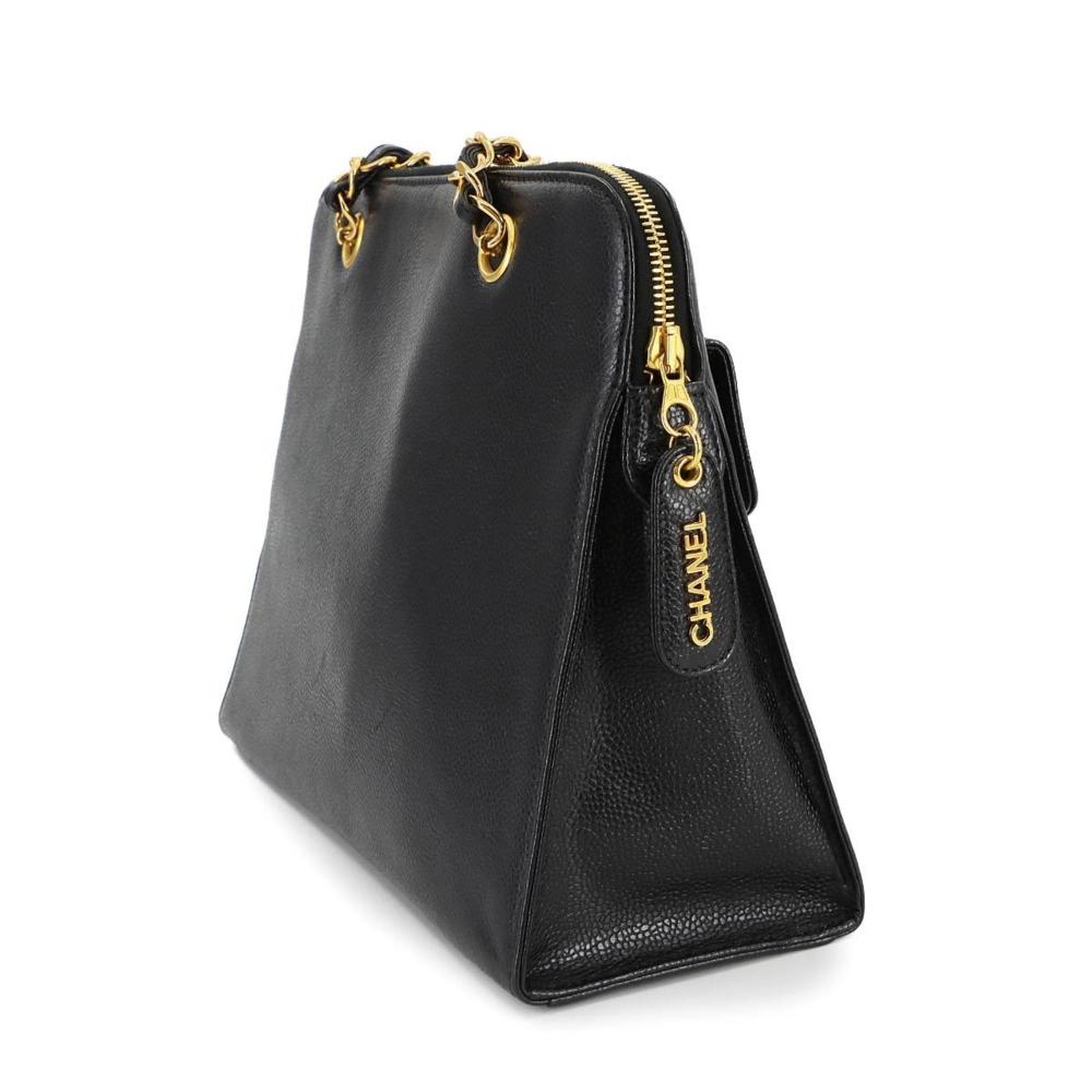 Black Leather Chanel Shoulder Bag