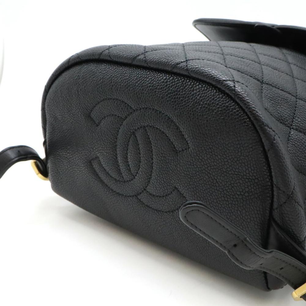 Black Leather Chanel Backpack