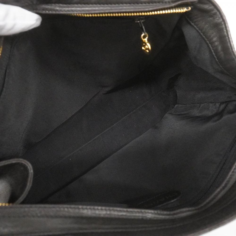 Black Leather Chanel Shoulder Bag
