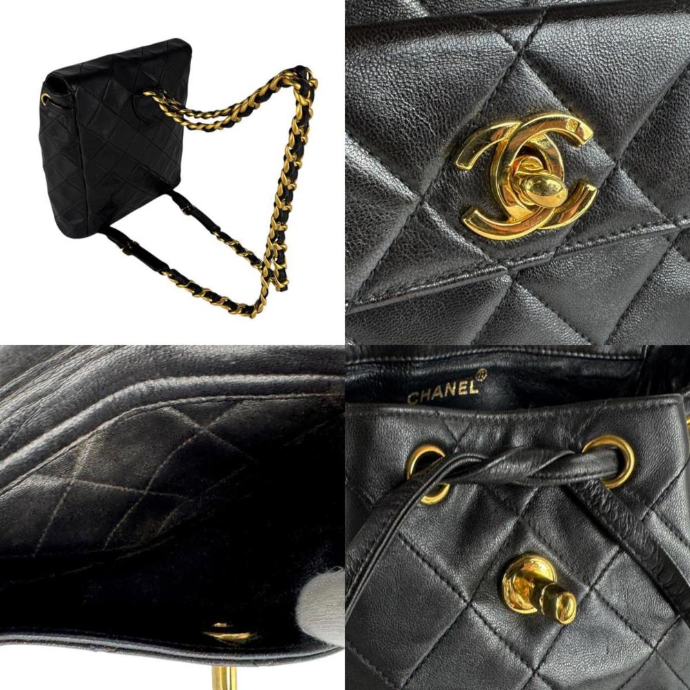 Black Leather Chanel Backpack