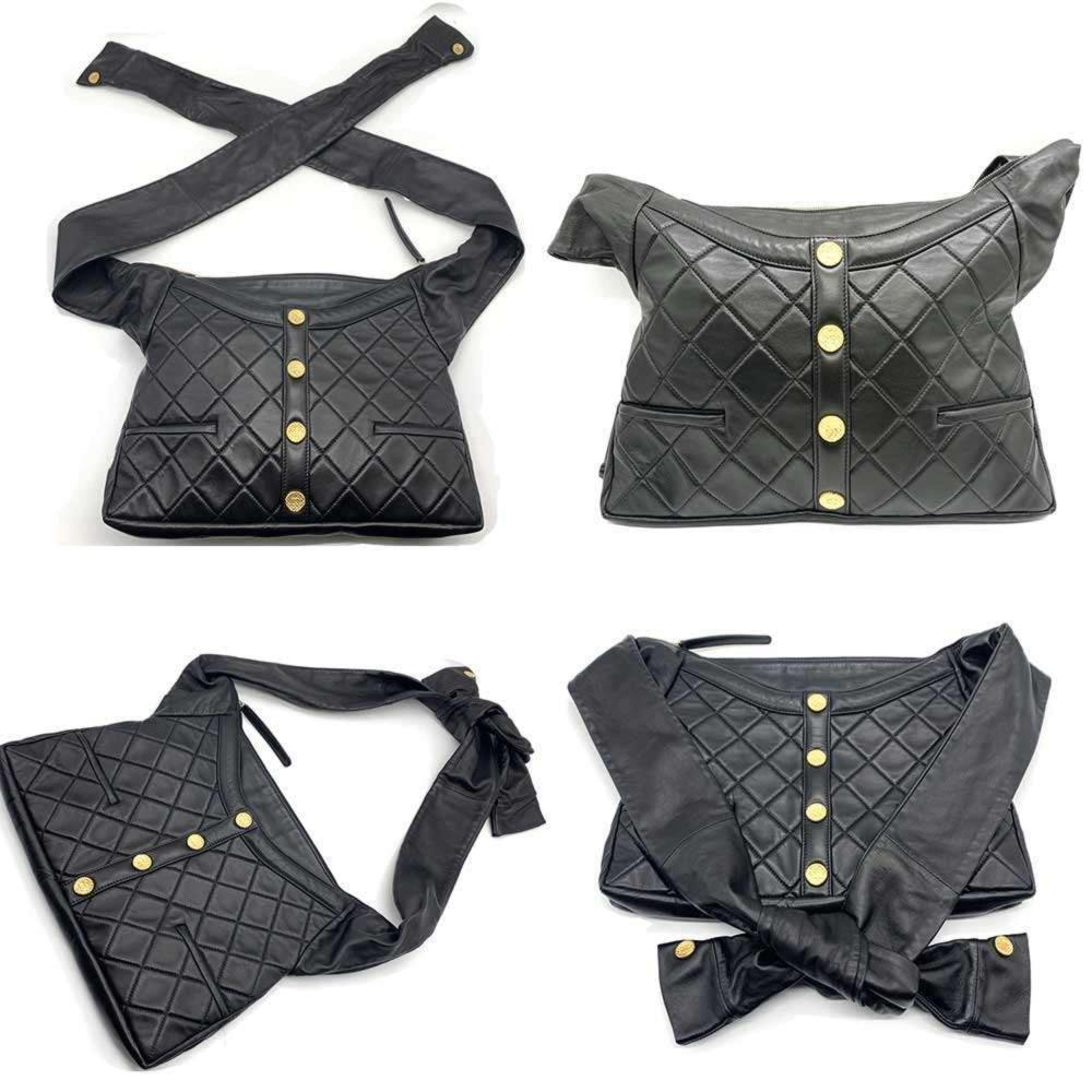 Black Leather Chanel Shoulder Bag