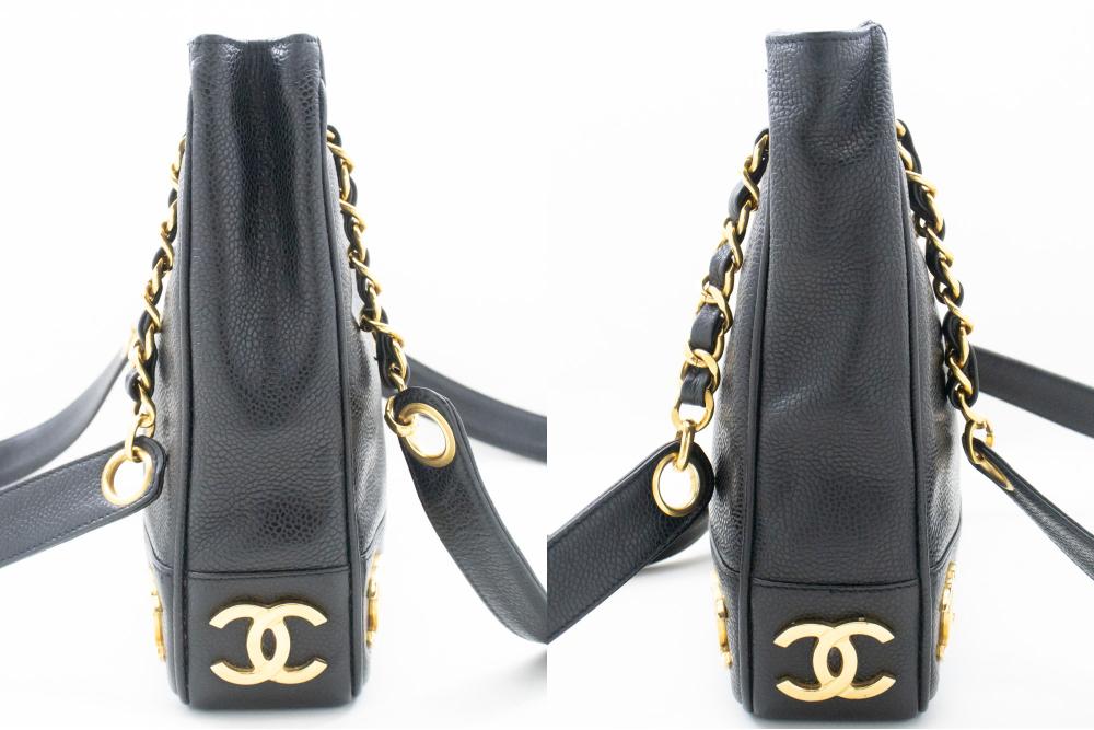 Black Leather Chanel Shoulder Bag